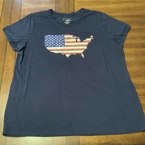 𝅺SONOMA Red White Blue Crew Neck American Flag U.S.A Shirt Plus Size 2XL - Picture 2 of 5